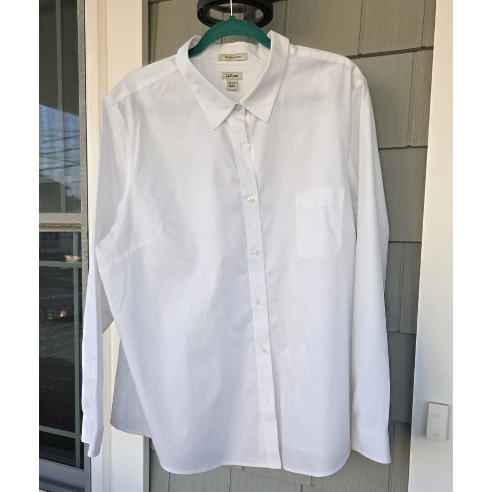 L.L.Bean Womens Plus White Wrinkle Free Button Down Top Size 3X